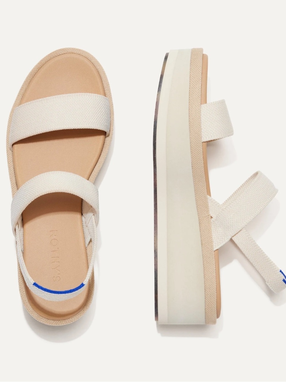 NEW Rothy's The Lightweight Wedge Platform Sandal Slingback in Salt